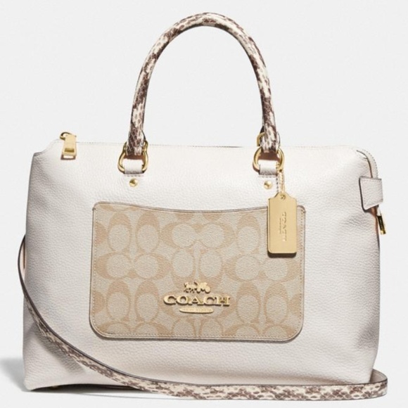 Coach Handbags - Coach Satchel With Signature Canvas Detail